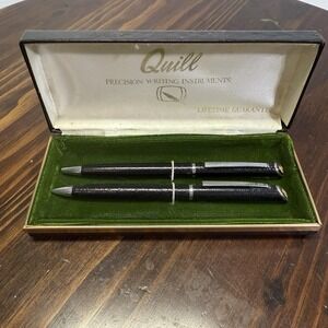 Vintage Quill Pen & Pencil Set With Wrench/Mechanic Promo Top Honed Finish